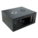 Armario en Rack 19" 4U, 450mm, Puerta de Cristal, Negro