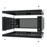 Armario en Rack 19" 4U, 450mm, Puerta de Cristal, Negro