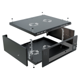 Armario en Rack 19" 4U, 450mm, Puerta de Cristal, Negro