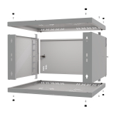 Armario en Rack 19" 6U, 450mm, Puerta de Cristal, Gris