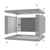 Armario en Rack 19" 6U, 450mm, Puerta de Cristal, Gris