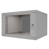 Armario en Rack 19" 6U, 450mm, Puerta de Cristal, Gris