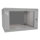 Armario en Rack 19" 6U, 450mm, Puerta de Cristal, Gris
