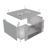 Armario en Rack 19" 6U, 450mm, Puerta de Cristal, Gris