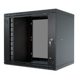 Armario en Rack 19" 9U, 450mm, Puerta de Cristal, Negro