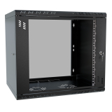 Armario en Rack 19" 9U, 450mm, Puerta de Cristal, Negro