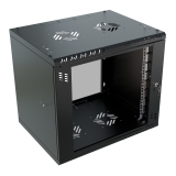 Armario en Rack 19" 9U, 450mm, Puerta de Cristal, Negro