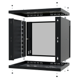 Armario en Rack 19" 9U, 450mm, Puerta de Cristal, Negro