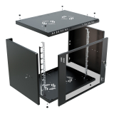 Armario en Rack 19" 9U, 450mm, Puerta de Cristal, Negro