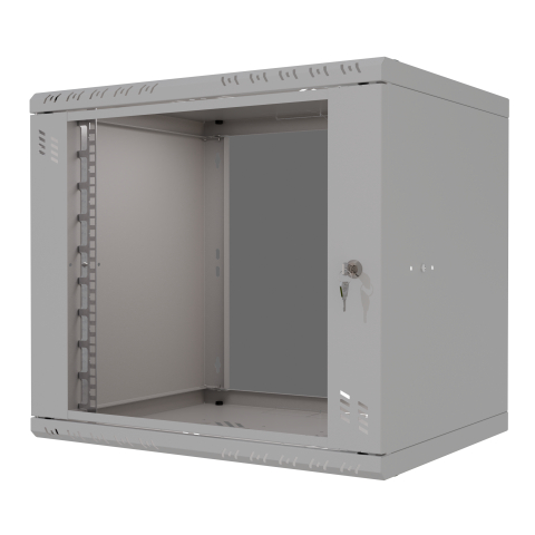 Armario en Rack 19" 9U, 450mm, Puerta de Cristal, Gris