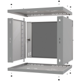 Armario en Rack 19" 9U, 450mm, Puerta de Cristal, Gris