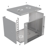 Armario en Rack 19" 9U, 450mm, Puerta de Cristal, Gris