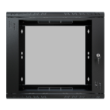 Armario en Rack 19" 9U, 600mm, Puerta de Cristal, Negro
