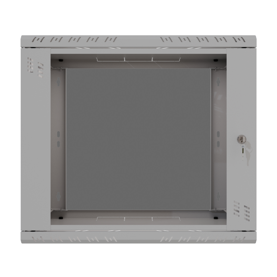 Armario en Rack 19" 9U, 600mm, Puerta de Cristal, Gris