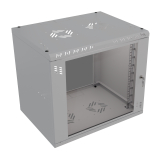 Armario en Rack 19" 9U, 600mm, Puerta de Cristal, Gris