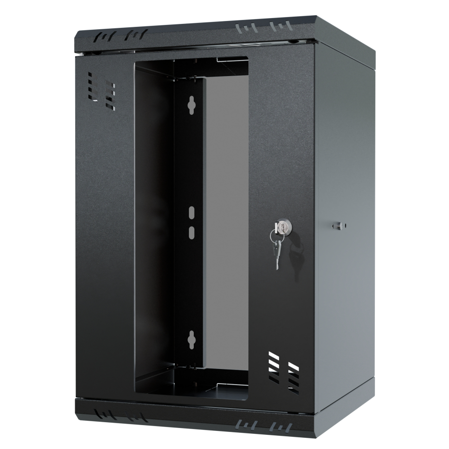 Armario en Rack 10" 6U, 300mm, Puerta de Cristal, Negro