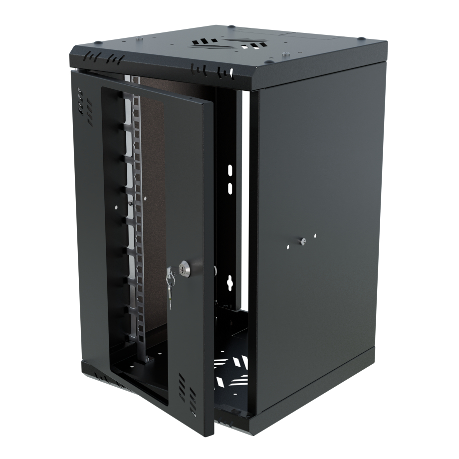 Armario en Rack 10" 6U, 300mm, Puerta de Cristal, Negro