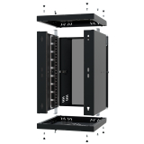 Armario en Rack 10" 6U, 300mm, Puerta de Cristal, Negro
