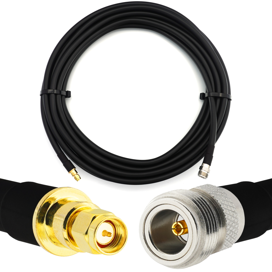 SMA Macho a N Hembra 20m cable coaxial elástico — equivalente a LMR400 UF UltraFlex