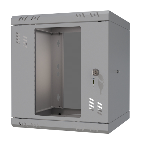 Armario en Rack 10" 6U, 300mm, Puerta de Cristal, Gris