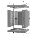 Armario en Rack 10" 6U, 300mm, Puerta de Cristal, Gris