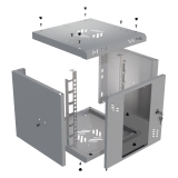Armario en Rack 10" 6U, 300mm, Puerta de Cristal, Gris