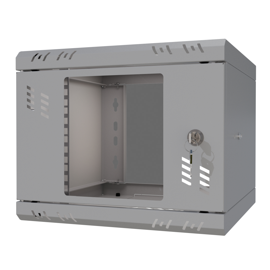 Armario en Rack 10" 4U, 300mm, Puerta de Cristal, Gris