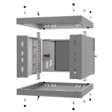Armario en Rack 10" 4U, 300mm, Puerta de Cristal, Gris
