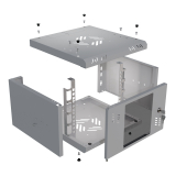 Armario en Rack 10" 4U, 300mm, Puerta de Cristal, Gris