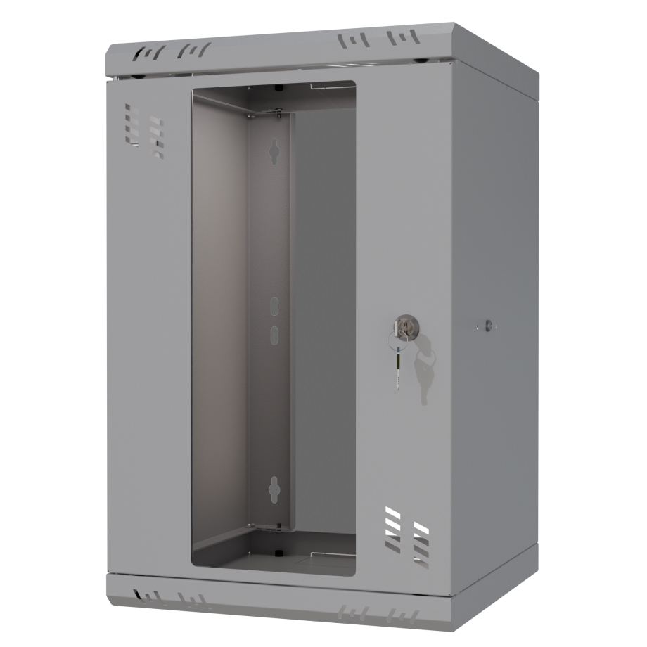 Armario en Rack 10" 6U, 300mm, Puerta de Cristal, Gris