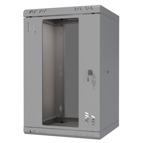 Armario en Rack 10" 6U, 300mm, Puerta de Cristal, Gris