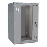 Armario en Rack 10" 6U, 300mm, Puerta de Cristal, Gris