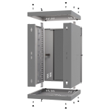 Armario en Rack 10" 6U, 300mm, Puerta de Cristal, Gris