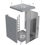 Armario en Rack 10" 6U, 300mm, Puerta de Cristal, Gris