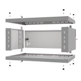 Armario en Rack 19" 4U, 350mm, Puerta metálica, Gris