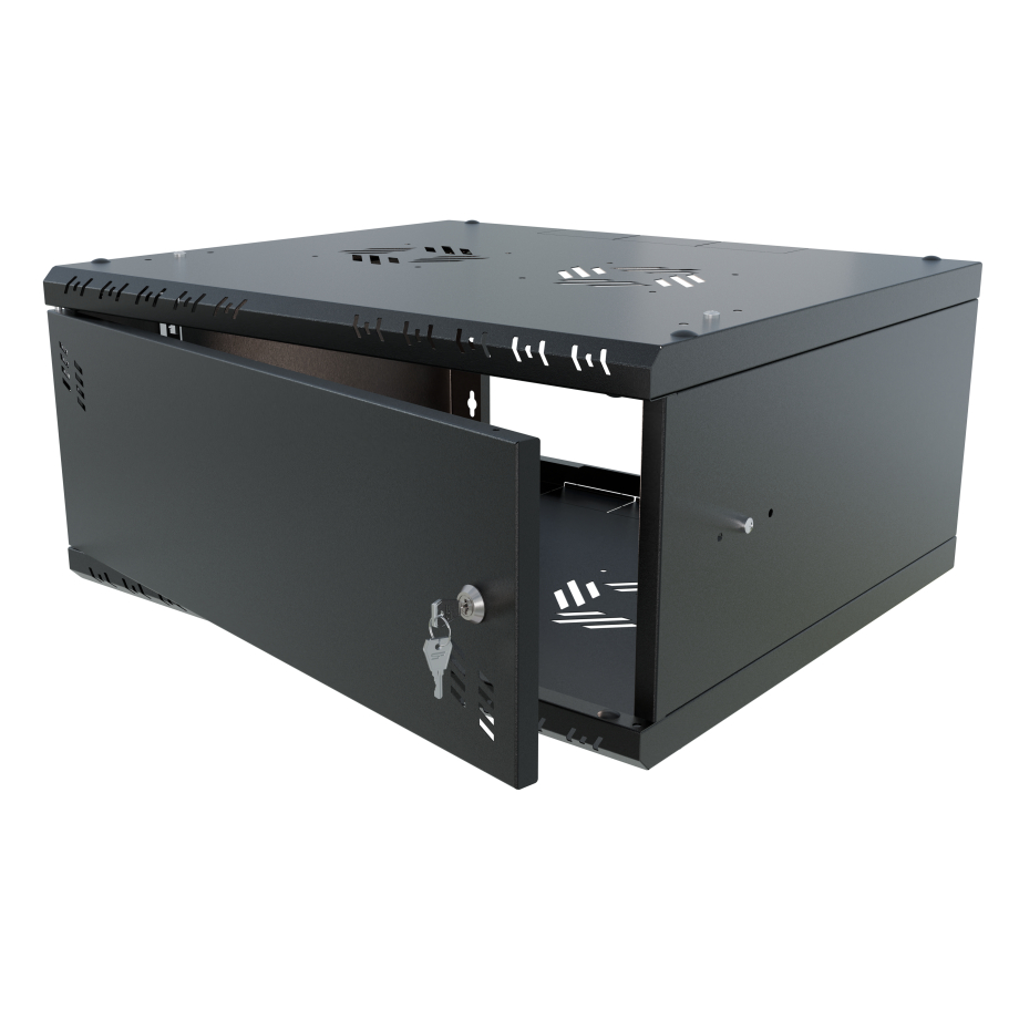 Armario en Rack 19" 4U, 450mm, Puerta metálica, Negro