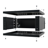 Armario en Rack 19" 4U, 450mm, Puerta metálica, Negro
