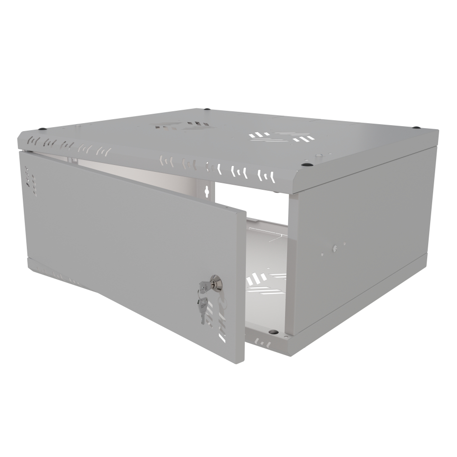 Armario en Rack 19" 4U, 450mm, Puerta metálica, Gris