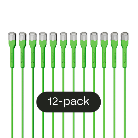Broadbe cable de conexión delgado 10G verde 1m 12 unid.