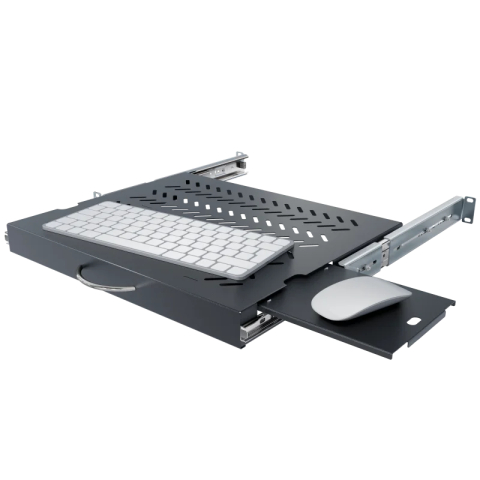 Estante para teclado y ratón 19" 1U, 350mm, Negro