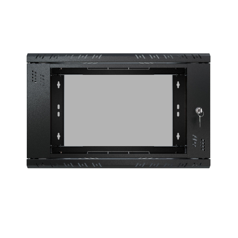 Armario en Rack 19" 6U, 350mm, Puerta de Cristal, Negro